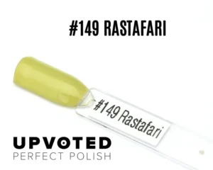 Capsule du vernis semi-permanent NailPerfect Upvoted #149 Rastafari, un jaune olive doux et lumineux.