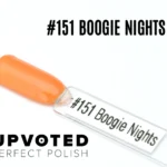 Capsule du vernis semi-permanent NailPerfect Upvoted #151 Boogie Nights, un orange vif et lumineux à l’esprit rétro.