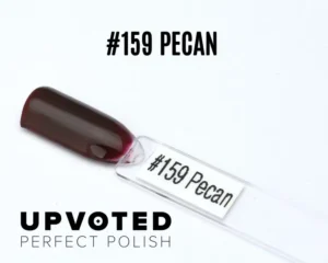 Capsule du vernis semi-permanent NailPerfect Upvoted #159 Pecan, un brun acajou profond et lumineux.