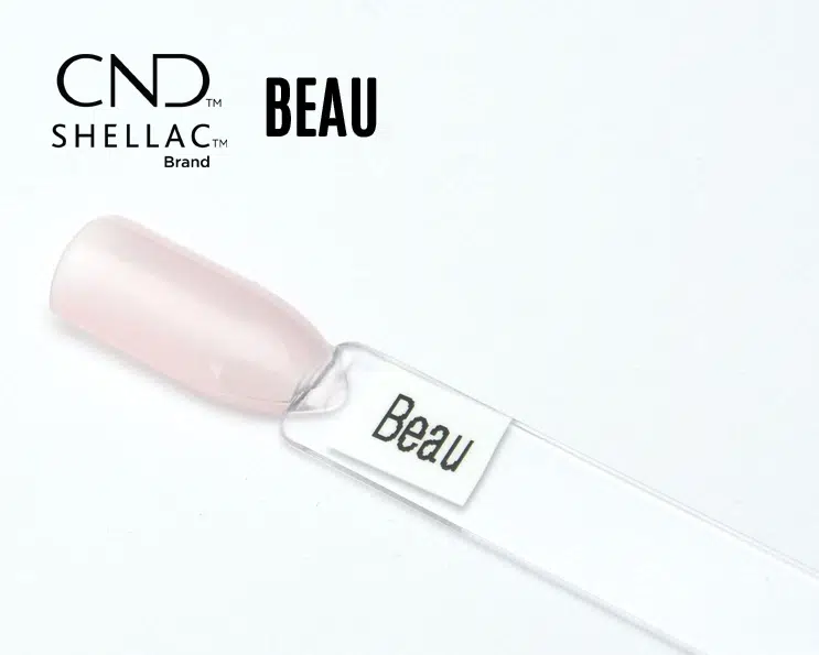 Capsule du vernis semi-permanent professionnel CND™ Shellac Beau, rose clair semi-opaque à la finition brillante naturelle.
