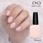 Vernis semi-permanent professionnel CND Shellac Bouquet, teinte rose nude clair et délicat, finition brillante sur ongles courts et longs