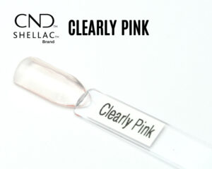 Le visuel montre la capsule du vernis CND™ Shellac Clearly Pink, rose clair transparent au fini brillant et naturel.