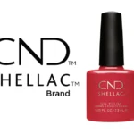 Vernis semi-permanent professionnel CND™ Shellac Hollywood (7,3 ml) – rouge glamour nacré, brillance miroir, tenue 3 semaines, formule sans TPO. Disponible à 15,90 € sur RBBE.fr.