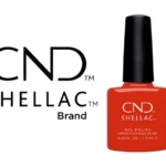 Vernis semi-permanent professionnel CND™ Shellac Hot or Knot (7,3 ml) – corail vif et lumineux, brillance miroir, tenue 3 semaines, formule sans TPO. Disponible à 15,90 € sur RBBE.fr.