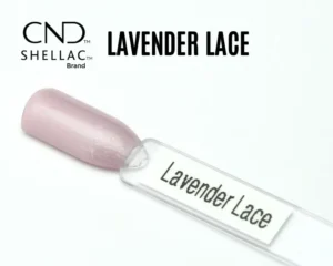 Capsule du vernis semi-permanent professionnel CND™ Shellac Lavender Lace, lavande rosé nacré au fini irisé et lumineux.