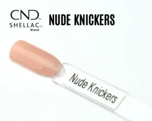 Capsule du vernis semi-permanent professionnel CND™ Shellac Nude Knickers, nude pêche rosé semi-opaque à la finition brillante naturelle