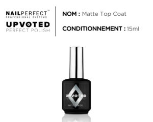 Flacon du top coat professionnel UPVOTED Matte Top Coat, 15 ml, finition mate