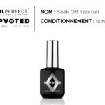 Flacon du top coat professionnel UPVOTED Soak Off Top Gel, 15 ml, finition miroir ultra-brillante.