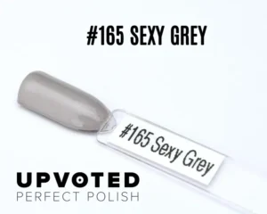 Capsule du vernis semi-permanent NailPerfect Upvoted #165 Sexy Grey, un gris taupe brillant et élégant.