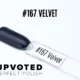 Capsule du vernis semi-permanent NailPerfect Upvoted #167 Velvet, un bleu foncé velouté et brillant.