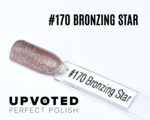 Capsule du vernis semi-permanent NailPerfect Upvoted #170 Bronzing Star, un bronze rosé pailleté et brillant.