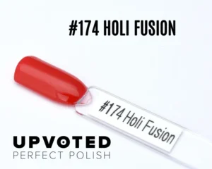 Capsule du vernis semi-permanent NailPerfect Upvoted #174 Holi Fusion, un rouge Ferrari vif et brillant.