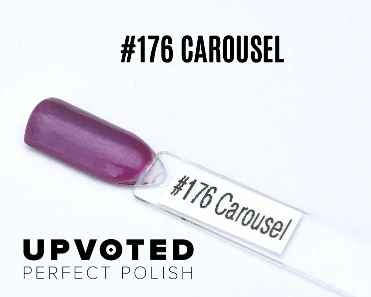 Capsule du vernis semi-permanent NailPerfect Upvoted #176 Carousel, un violet prune satiné et brillant.