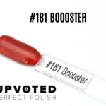 Capsule du vernis semi-permanent NailPerfect Upvoted #181 Boooster, un rouge pailleté lumineux et festif.