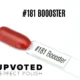 Capsule du vernis semi-permanent NailPerfect Upvoted #181 Boooster, un rouge pailleté lumineux et festif.