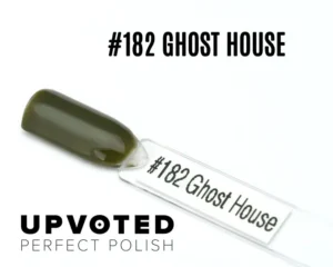 Capsule du vernis semi-permanent NailPerfect Upvoted #182 Ghost House, un vert kaki intense et brillant.