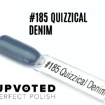 Capsule du vernis semi-permanent NailPerfect Upvoted #185 Quizzical Denim, un bleu jean profond et brillant.