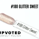 Capsule du vernis semi-permanent NailPerfect Upvoted #188 Glitter Sweet, un rose doré pailleté et lumineux.