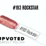 Capsule du vernis semi-permanent NailPerfect Upvoted #193 Rockstar, un rouge rosé pailleté éclatant et glamour.