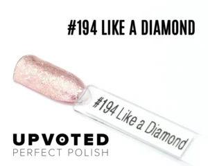 Capsule du vernis semi-permanent NailPerfect Upvoted #194 Like a Diamond, un rose clair pailleté lumineux et raffiné.