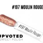 Capsule du vernis semi-permanent NailPerfect Upvoted #197 Moulin Rouge, un rouge cuivré pailleté éclatant et sophistiqué.