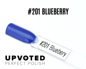 Capsule du vernis semi-permanent NailPerfect Upvoted #201 Blueberry, un bleu vif et lumineux rappelant la myrtille.