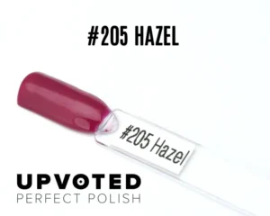 Capsule du vernis semi-permanent NailPerfect Upvoted #205 Hazel, un rose bordeaux chaud et brillant.
