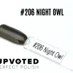 Capsule du vernis semi-permanent NailPerfect Upvoted #206 Night Owl, un brun noir scintillant et profond.