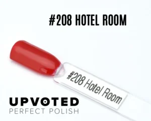 Capsule du vernis semi-permanent NailPerfect Upvoted #208 Hotel Room, un rouge vif et élégant.