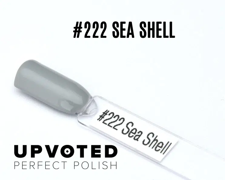 Capsule du vernis semi-permanent NailPerfect Upvoted #222 Sea Shell, gris clair doux et nacré, finition brillante.