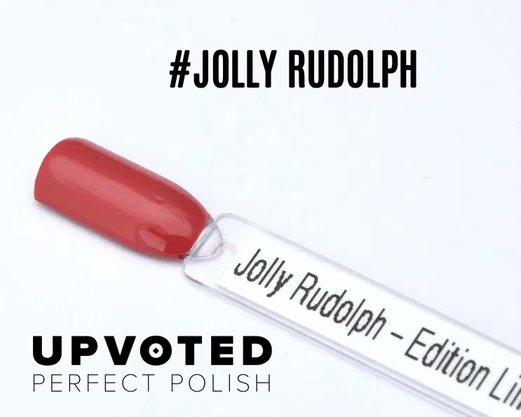 Capsule du vernis semi-permanent NailPerfect Upvoted #Jolly Rudolph, rouge chaud et festif, édition limitée.