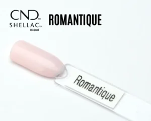 Capsule du vernis semi-permanent professionnel CND™ Shellac Romantique, rose clair translucide et brillant, idéal pour French ou Baby Boomer.