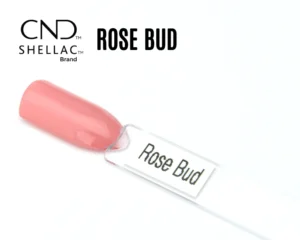 Capsule du vernis semi-permanent professionnel CND™ Shellac Rose Bud, rose tendre et lumineux au fini brillant effet miroir.