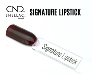 Capsule du vernis semi-permanent professionnel CND™ Shellac Signature Lipstick, rouge foncé profond au fini brillant effet miroir.