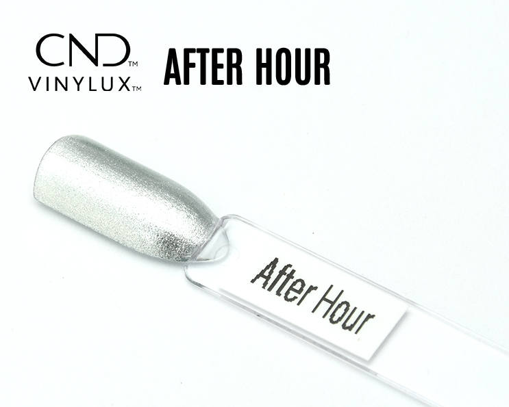 Capsule du vernis CND™ VINYLUX™ After Hour – argent métallisé opaque à la brillance miroir.