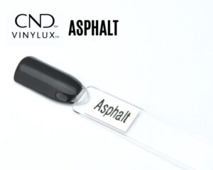 Capsule du vernis CND™ VINYLUX™ Asphalt – gris anthracite profond, finition laquée brillante, teinte urbaine et élégante.