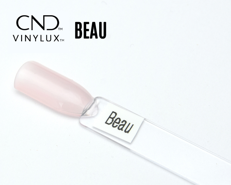 Capsule du vernis CND™ VINYLUX™ Beau – rose clair semi-opaque, finition brillante naturelle et élégante.