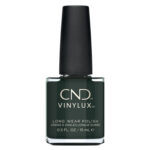 Vernis CND Vinylux Aura bouteille vert forêt intense fini laqué brillance effet gel