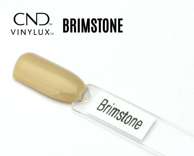 Capsule CND Vinylux Brimstone en beige sable lumineux et élégant