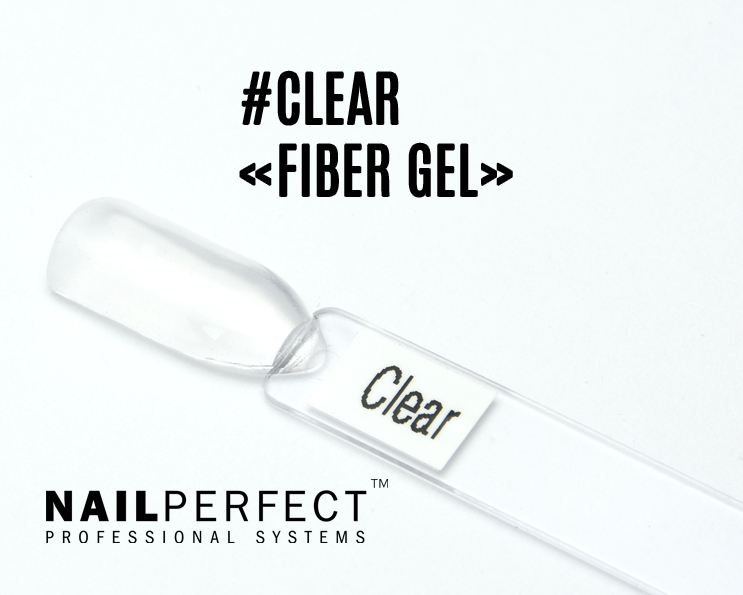 Fiber Gel NailPerfect Clear – gel de construction transparent cristal, sans HEMA, enrichi en fibres de verre. Disponible en pot 14 g (19 €) ou 45 g (39 €).