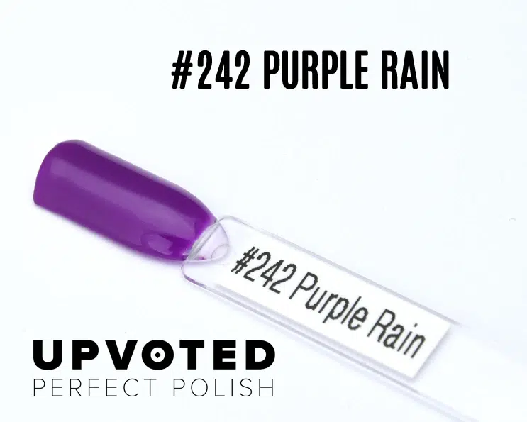 apsule du vernis semi-permanent NailPerfect Upvoted #242 Purple Rain, violet intense et lumineux.