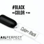 Capsule du Color+ Gel Black NailPerfect – gel décoratif noir opaque, auto-nivelant et brillant, idéal pour nail art, effets chrome et french inversée.