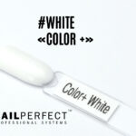 Capsule du Color+ Gel White NailPerfect – gel décoratif blanc pur, auto-nivelant et brillant, idéal pour nail art, french design et décorations artistiques précises.