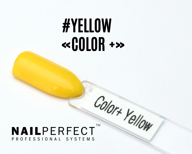Capsule du Color+ Gel Yellow NailPerfect – gel décoratif jaune vif et lumineux, couvrant et auto-nivelant, idéal pour nail art, french colorée et effets artistiques.