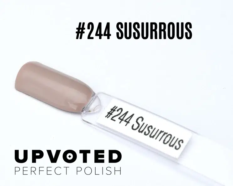 Capsule du vernis semi-permanent NailPerfect Upvoted #244 Susurrous, beige taupe doux et apaisant.
