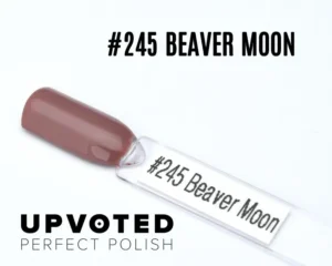 Capsule du vernis semi-permanent NailPerfect Upvoted #245 Beaver Moon, brun rosé chaud et élégant.