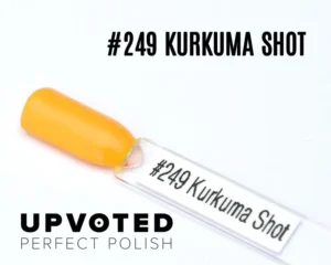 Capsule du vernis semi-permanent NailPerfect Upvoted #249 Kurkuma Shot, jaune curcuma éclatant et lumineux.