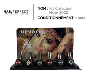 Image de la collection NailPerfect Upvoted Spices of India présentant les 5 teintes : Ranked by Scoville, Kurkuma Shot, Poppy Seed Topping, Kashmiri Saffron et Bite the Kardemom — vernis semi-permanents professionnels aux nuances épicées et luxueuses.