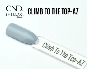 Capsule du vernis semi-permanent professionnel CND™ Shellac Climb To The Top-AZ, bleu gris clair au fini laqué et lumineux.