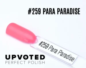 Capsule du vernis semi-permanent NailPerfect Upvoted #259 Para Paradise, rose corail lumineux et éclatant.
